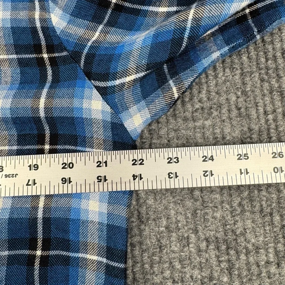 White Crow Flannel Button Up Shirt Womens L Blue Plaid Tunic Grunge Heritage - Picture 8 of 10